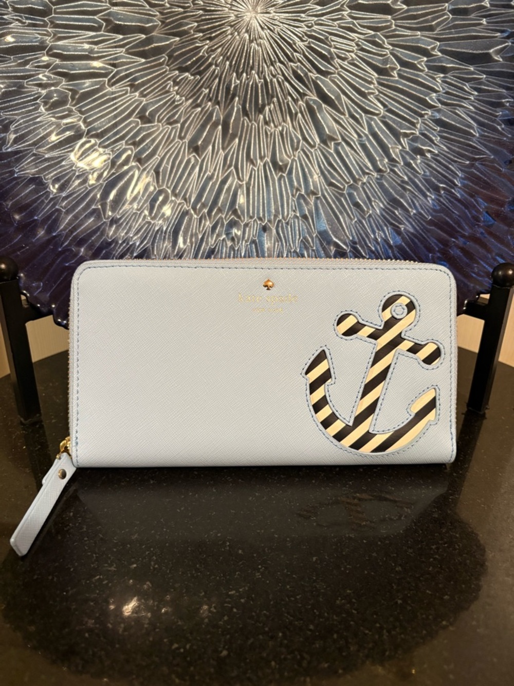 Kate Spade Storybook “Go Overboard”  Light Blue Anchor/Sailor/Nautical Wallet